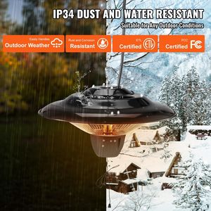 Riscaldatore Elettrico a Infrarossi da Esterno/Interno 1500W, 23.6 Pollici, con Cavo di Accensione, Protezione IP34, Design Sospeso - Product Image 4