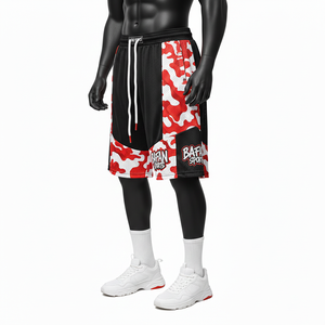 Men Athletic Polyester <b>Mesh</b> Shorts 180 GSM Lightweight Breathable Fabric Black Red Camo Panels Custom Workout <b>Mesh</b> men's shorts - Product Image 4