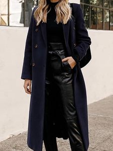 Abrigo de Invierno Largo para Mujer, Ecológico, Ligero, Mezcla de Poliéster, Cuello Solapa, Doble Botonadura, Personalizado OEM - Product Image 5