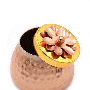 Inde Gift Hub Bol à fruits secs martelés plaqué or 4 pouces avec couvercle Cadeaux de retour pour la douche de bébé - Product Image 4