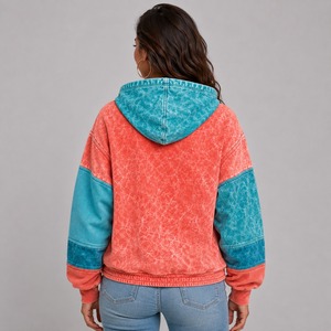 Hoodie d'hiver confortable pour femme, délavé à l'acide, design moderne et oversize, 100% coton molletonné, écologique, séchage rapide, tenue décontractée, devant - Product Image 5