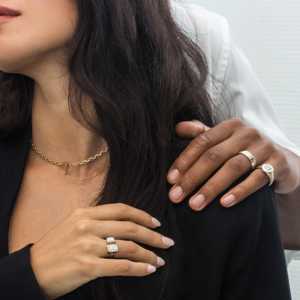 Bagues de mariage unisexes classiques à taille Asscher avec diamant de laboratoire de 0,50 carat, sertissage Gypsy affûté, en or massif 14k 18k Jaune/Blanc/Rose - Product Image 2