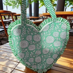 <b>Heart</b> Shape Fashionable Cotton Tote <b>Bag</b> for Women-Valentine Gift Spring/Autumn Season 16 Inches - Product Image 2