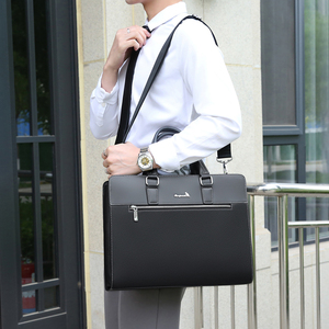 Housse pour ordinateur portable en cuir Changmian, sac à bandoulière en cuir PU avec fermeture éclair, sac de protection pour bureau professionnel, noir - Product Image 5