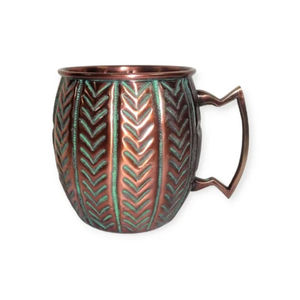 Mug à Moscow Mule en cuivre antique |   Mug à cocktail vintage gaufré avec poignée design |   Articles de bar et de boisson en gros - Product Image 6