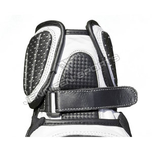 Guantes de Motociclismo Negros y Blancos de Cuero Genuino para Carreras, Guantes de Carretera con Protección de Nudillos para Hombre, para Verano y Actividades al Aire Libre - Product Image 4