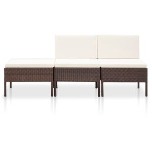 Set da salotto in 3 pezzi in Poly Rattan marrone con cuscini collezione di mobili da esterno - Product Image 2