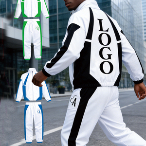 Top Trend Men Clothes Outfit Custom Color Block Patchwork Windbreaker Tracksuit Men Track <b>Zip</b> <b>up</b> <b>Jacket</b> and Pant Windbreaker Set - Product Image 6