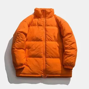 Blouson d'hiver matelassé pour homme, style urbain, grande taille, avec logo personnalisé, en tissu bulle épais et chaud, coupe longue - Product Image 4