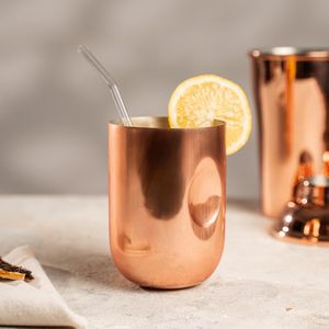 Copper tumbler vertical design straight body ayurvedic hydration <b>cups</b> eco <b>reusable</b> durable for modern kitchen home use - Product Image 1