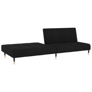 Sofá Cama de 2 Plazas en Terciopelo Negro 100% Poliéster con Detalles en Madera y Metal - Product Image 4