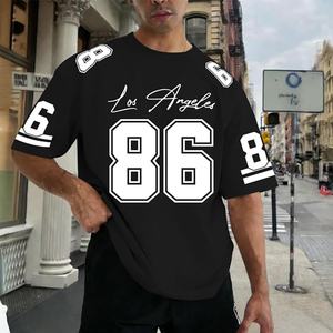 Camiseta Casual para Hombre con Estampado del Número 86 de Los Ángeles, Manga Corta, Cuello Redondo, Estilo Jersey - Product Image 3