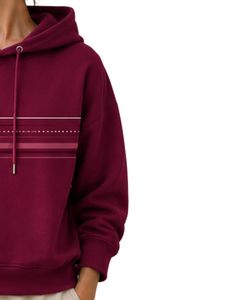 Sweat-shirt à capuche oversize pour femme, imprimé graphique, en molleton de coton, manches longues, style streetwear décontracté, couleur bordeaux - Product Image 4