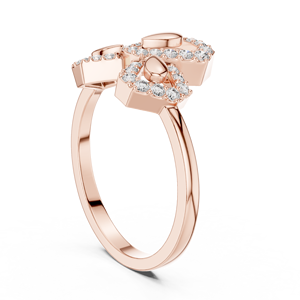 Bague élégante en or rose inspirée des fleurs et des nœuds, avec des accents en cristal pavé, pour femmes, bijoux de mode, cadeau d'anniversaire de mariage - Product Image 2