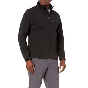 Veste en polaire noire pour homme, col montant, fermeture éclair, coupe-vent, décontractée, pour l'automne, manches régulières, couleur unie - Product Image 1