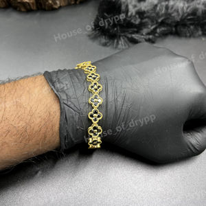 Pulsera Black Clover de Plata 925 con Diamante Moissanite VVS, Bañada en Rodio, Joyería de Diseño de Lujo - Product Image 1