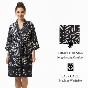 Robe Courte Kimono de Luxe en Coton Filé Premium pour Femme, Col en V, Manches Longues, Broderie Artisanale, Vêtement de Nuit de Luxe, Vente en Gros - Product Image 6