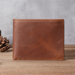 <b>Men's</b> Genuine Leather Slim <b>Wallet</b> With Striped Lining Fold Closure Card Holder Short Length Minimalist Design - Product Image 5