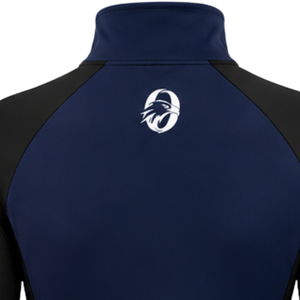 <b>Women</b> Quarter Zip Athletic <b>Top</b> <b>Navy</b> Blue Long Sleeve Fitted Sports Training Shirt High Collar Thumbhole Performance Activewear - Product Image 4
