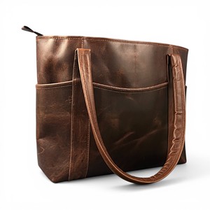 Madosh Womens Brown Genuine Leather Office Laptop <b>Bag</b> Lightweight Vintage Style <b>Shoulder</b> <b>Strap</b> - Product Image 1