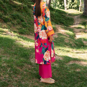 2PC Digital Printed Grip Silk Suit PW4118 Vestidos de cóctel elegantes - Product Image 3