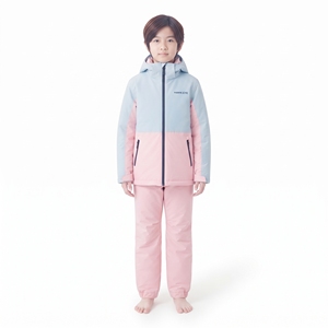 Chaqueta de Esquí para Niñas Hawk Eye, Diseño Color Block Rosa y Azul, con Capucha, Impermeable, Cierre de Cremallera, Aislamiento Sintético, Ropa de Invierno para Niños - Product Image 2