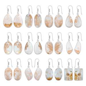 Nueva Colección 2026, Pendientes de Scolecita Color Durazno, Pendientes de Piedras Preciosas, Latón Plateado en Plata, Joyería de Lujo para Ella - Product Image 1