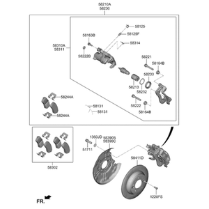 Étriers et supports de frein gauche neufs pour Elantra 58210AA400 - Product Image 2