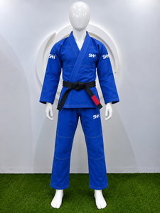 SHH Blue BJJ Gi Uniform Pearl Weave Cotton Kimono with <b>Black</b> <b>Belt</b> for Adults Training and Competition - Product Image 3