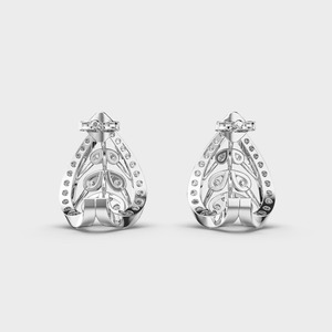 IGI Certified Lab Grown Round Diamond Teardrop Filigree Stud <b>Earrings</b> Solid 925 Sterling Silver Vintage Style Diamond <b>Earrings</b> - Product Image 4