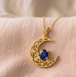 Gold Plated <b>Silver</b> Moon Pendant <b>Necklace</b> Quartz Charm Link Chain Trendy Certified Jewelry for Women Gift Party - Product Image 1
