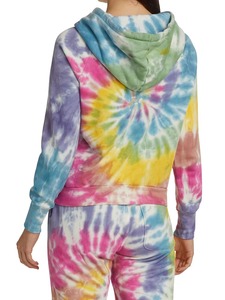 เสื้อฮู้ดดี้ผู้หญิงแบบสั่งทำพิเศษ ลายมัดย้อมสีรุ้ง หลายสี ผ้าฝ้ายเฟรนช์เทอร์รี่ เสื้อสวมหัว มีกระเป๋าจิงโจ้ รับผลิตแบบ OEM ขายส่ง - Product Image 4