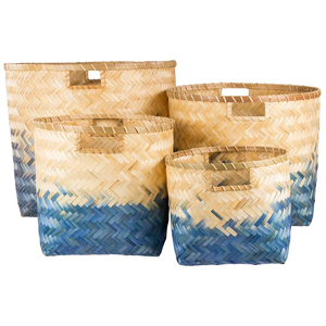 Panier de rangement en bambou tissé à la main rustique et écologique, panier à linge multifonctionnel et durable pour salle de bain et cuisine - Product Image 1