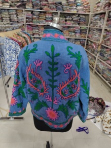 Women's Hand Embroidered Woven Velvet Jacket O-Neck Collar Full Sleeve Floral Pattern Prairie Chic Style Autumn Wear <b>Gift</b> Her - Product Image 6