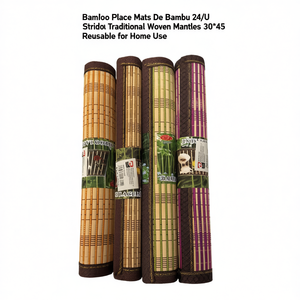 Bamboo <b>Place</b> <b>Mats</b> De Bambu 24/U Striped Traditional <b>Woven</b> Mantles 30*45 Reusable for Home Use - Product Image 2
