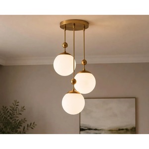 Eye Catching Bronze <b>Ceiling</b> Pendant <b>Light</b> With Three Globe Shades Circular Design Lighting Decoration - Product Image 1
