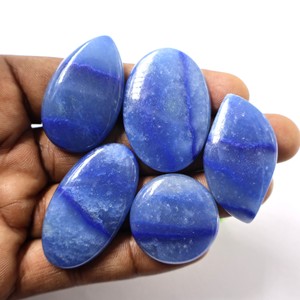 AMAN <b>GEMS</b> Natural Blue <b>Fire</b> Opal Quartz Cushion Cut Cabochon Third Party Certified Healing Crystal <b>Stones</b> Rajasthan Color Play - Product Image 1