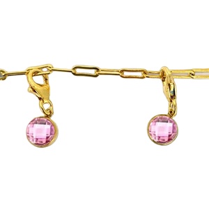 Pendentif Breloque Rond en Quartz Rose 6 MM avec Fermoir Mousqueton, Mini Breloques Plaqué Or en Gros - Product Image 1