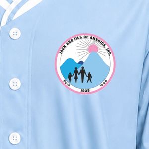 Camiseta de Béisbol Azul Claro para Mujer, con Botones al Frente, Parche Bordado, Manga Corta, Cuello en V, Ribete Blanco, Ropa Deportiva Informal de Equipo - Product Image 3