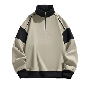 Sudadera de forro polar para hombre con bloques de color y media cremallera, cuello alto, estilo oversize, informal, para otoño, manga regular, de poliéster tejido - Product Image 4