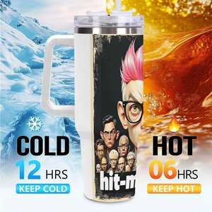 Custom Insulated Stainless Steel Tumbler 40oz With Handle For <b>Coffee</b> And Tea Travel Use - Product Image 6