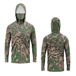 Quick Dry Men's Camouflage Hooded <b>Long</b> <b>Sleeve</b> Fishing Shirt UPF 50 Anti-UV Polyester Pullover <b>Top</b> - Product Image 6