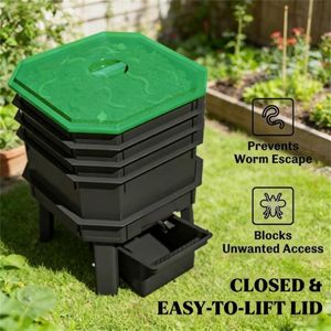 Bac de compostage vert foncé avec aérateur efficace pour le compostage - Product Image 3