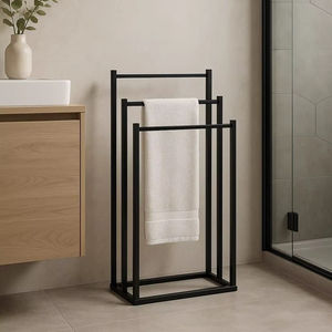 Toallero Moderno para Baño, Soporte de Suelo Negro Mate para Hogar y Hoteles, Organizador Minimalista para Secado - Product Image 1