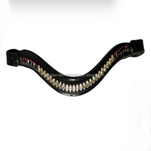 Bande de front de cheval en cuir anglais d'excellente qualité avec chaîne en métal de cristaux multicolores et bande de front rembourrée Cow Softy - Product Image 4