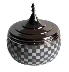 <b>Top</b> Class Quality Casserole Hot Pot Black White Mosaic <b>Checkered</b> Pattern Metal Lid Dish For Wedding Table <b>Top</b> Casserole Hot Pot - Product Image 1