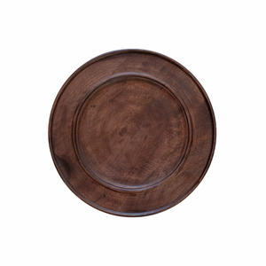 Plato de servir de madera pulida con diseño floral, redondo, marrón, para la mesa del hogar, bodas, hoteles. - Product Image 3