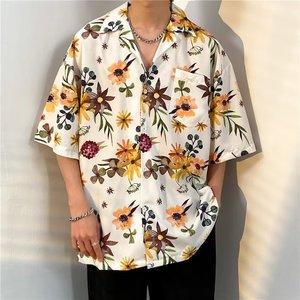 Camisa de Manga Corta con Estampado Floral Hawaiano para Hombre y Mujer, Estilo Veraniego, Ideal para la Playa, Dropshipping, One Piece - Product Image 4