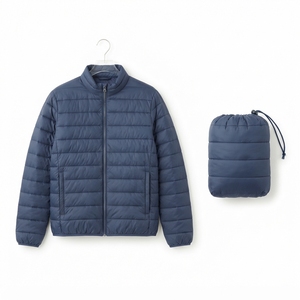 Nouvelle conception de veste matelassée en duvet ultra-légère pour homme, veste gonflable de voyage pliable avec pochette à cordon - Product Image 4