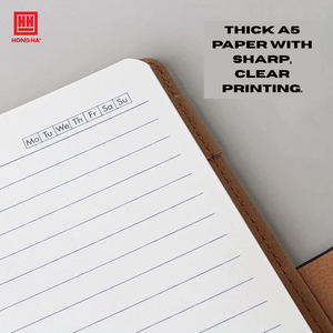 HONGHA Digital Printed Leather Thread Sewing Bound A5 Notepad with 200 Pages 80gsm <b>Paper</b> and Pen Holder for Gift - Product Image 6